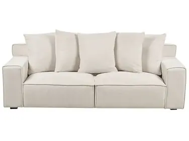 Sofá 3 plazas VISKAN Chenilla Blanco crema - Sala de estar
