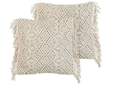 Conjunto de 2 cojines decorativos PATTAN Algodón 45 x 45 cm Beige Patrón geométrico - Accesorios decorativos