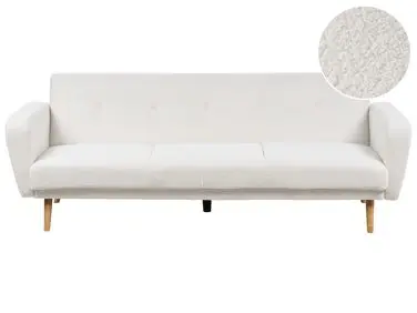 Sofá cama 3 plazas FLORLI Bouclé Blanco crema - Sala de estar