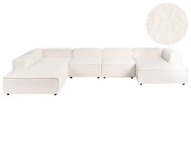 Sofá modular esquinero 5 plazas ARDAL Derecha Blanco crema Bouclé - Sala de estar