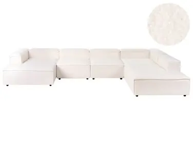 Sofá modular esquinero 5 plazas ARDAL Izquierda Blanco crema Bouclé - Sala de estar