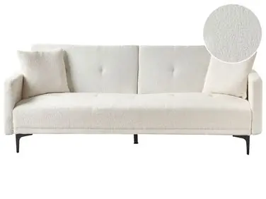 Sofa Bed 3 Seater LUCAN Boucle Off-White