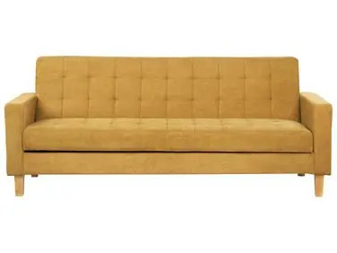 Sofa Bed 3 Seater VEHKOO Fabric Mustard - Living Room