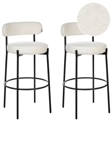 Conjunto de 2 sillas de bar ALLISON Bouclé Blanco - Comedor