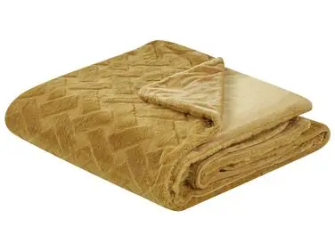 Bedspread SITAPUR Faux Fur 150 x 200 cm Mustard - Home Accessories