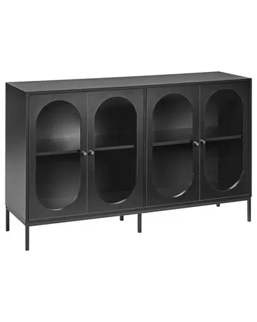 Aparador vitrina LANGFORD 137 cm Negro - Sala de estar