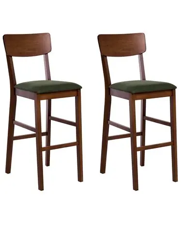 Conjunto de 2 sillas de bar AMBLER Madera Marrón oscuro/Verde - Comedor