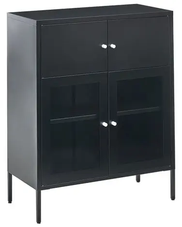 Aparador vitrina ESHOLT Metal 80 cm Negro - Sala de estar