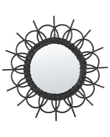 Wall Mirror TELAKIA 60 cm 60 cm Rattan Black - Home Accessories