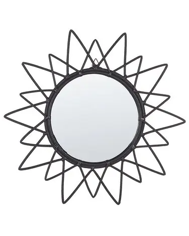 Wall Mirror AROEK 61 cm 61 cm Rattan Black - Home Accessories