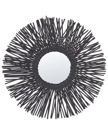 Wall Mirror KALASIN 60 cm 60 cm Rattan Black - Home Accessories