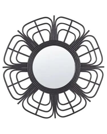 Wall Mirror PASAKU 60 cm 60 cm Rattan Black - Home Accessories