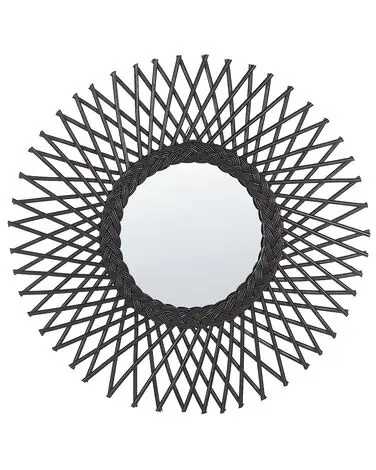 Wall Mirror TAGOLU 60 cm 60 cm Rattan Black - Home Accessories