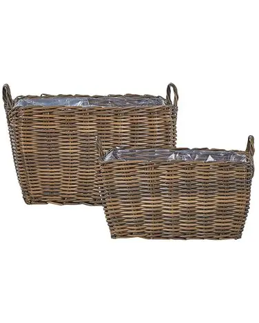 Conjunto de 2 macetas de mimbre ORMOS 53/59 cm Marrón Ratán sintético - Jardín y balcón