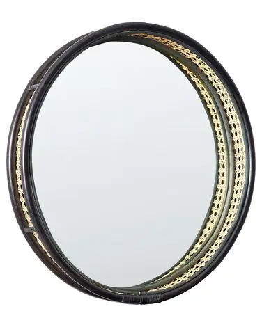 Wall Mirror DAKSA 60 cm 60 cm Rattan Black - Home Accessories
