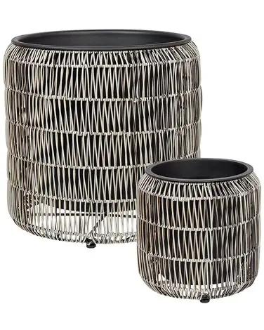 Conjunto de 2 macetas BRODIEA 26/45 cm Marrón claro Ratán sintético - Jardín y balcón