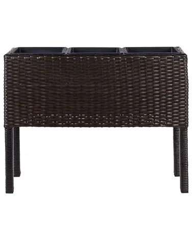 Elevated Plant Pot CARAGANA 77 cm Dark Brown PE Rattan - Garden & Balcony