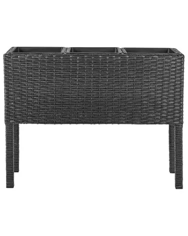 Elevated Plant Pot CARAGANA 77 cm Black PE Rattan - Garden & Balcony