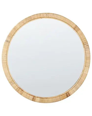 Wall Mirror ANLEZY 80 cm 80 cm Rattan Natural - Home Accessories