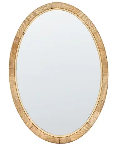 Wall Mirror FOISSY 50 cm 70 cm Rattan Natural - Home Accessories