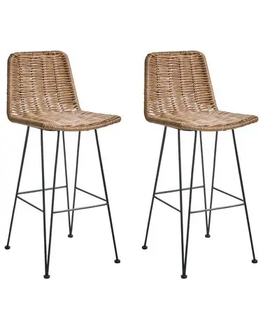 Conjunto de 2 sillas de bar CASSITA Ratán Marrón - Comedor