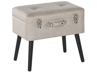 Taburete con almacenaje MALLARD Piel sintética Beige - Sala de estar