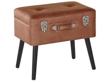 Storage Stool MALLARD Faux Leather Golden Brown - Living Room