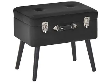 Taburete con almacenaje MALLARD Terciopelo Negro - Sala de estar