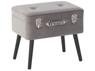Taburete con almacenaje MALLARD Terciopelo Gris - Sala de estar