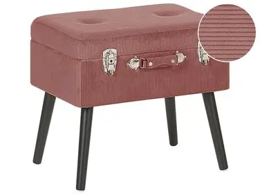 Taburete con almacenaje MALLARD Pana Rosa - Sala de estar