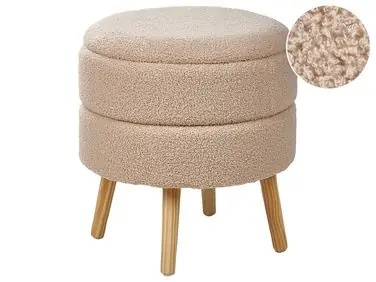 Storage Stool OKATON Boucle Beige - Living Room