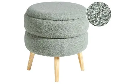 Storage Stool OKATON Boucle Green - Living Room