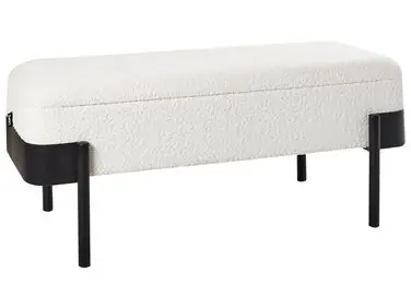 Upholstered Storage Bench WARREN Chenille Off-White