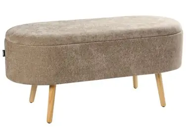 Upholstered Storage Bench OKLAHOMA Chenille Light Brown with Storage - Bedroom