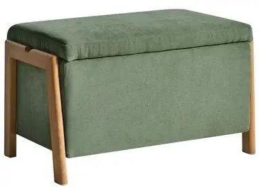 Upholstered Storage Bench EDLAND Fabric Green - Living Room
