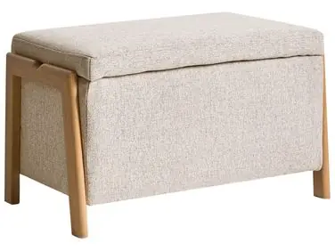 Banco tapizado con almacenaje EDLAND Tela Beige - Sala de estar