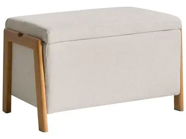 Upholstered Storage Bench EDLAND Fabric Light Beige - Living Room