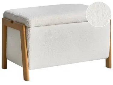 Upholstered Storage Bench EDLAND Boucle White - Living Room