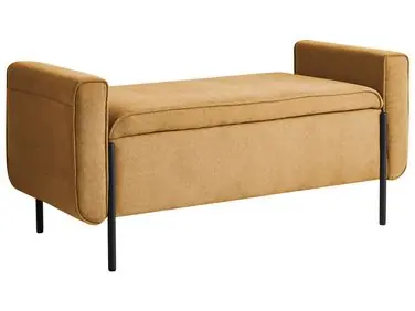 Upholstered Storage Bench LEWES Fabric Mustard - Bedroom