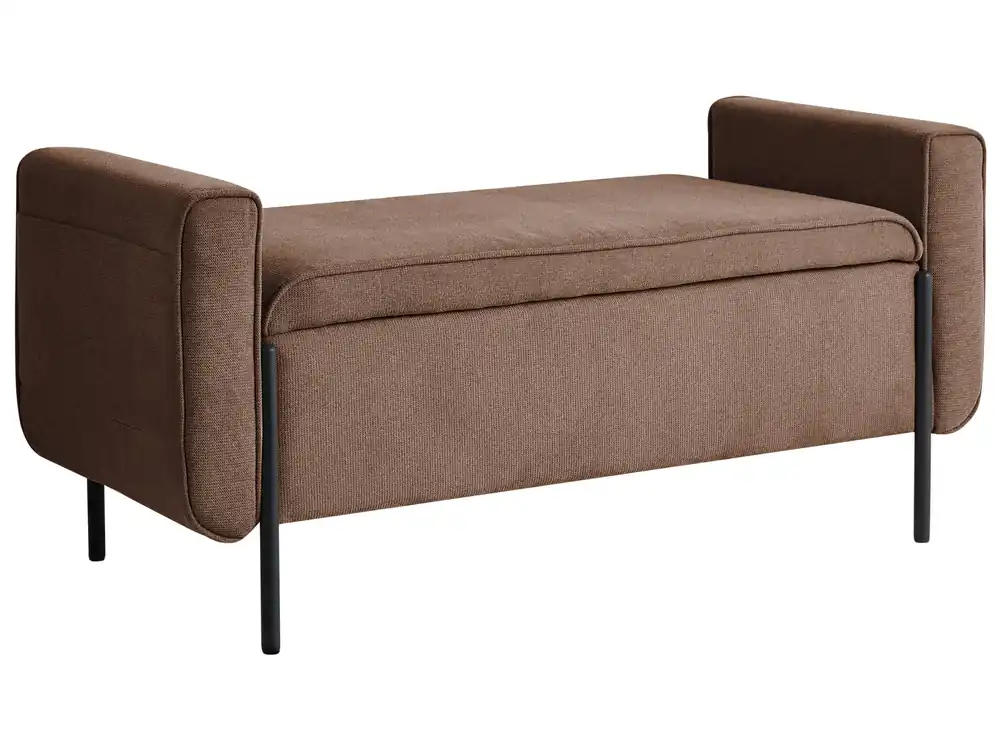 Upholstered Storage Bench LEWES Fabric Brown - Bedroom
