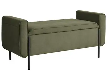 Upholstered Storage Bench LEWES Fabric Green - Bedroom