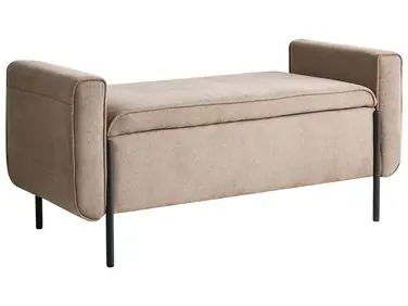 Upholstered Storage Bench LEWES Fabric Beige - Bedroom