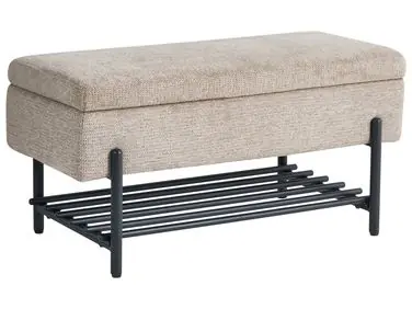 Shoe Bench SOLVANG Fabric Taupe with Storage - Bedroom