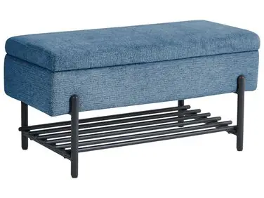 Shoe Bench SOLVANG Fabric Blue with Storage - Bedroom
