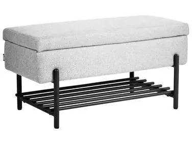 Shoe Bench SOLVANG Fabric Light Grey with Storage - Bedroom