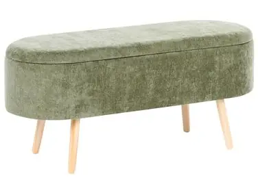 Upholstered Storage Bench OKLAHOMA Chenille Green - Bedroom