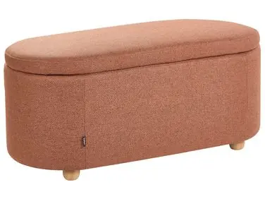 Upholstered Storage Bench HAYWARD Fabric 98 cm 44 cm Golden Brown - Living Room