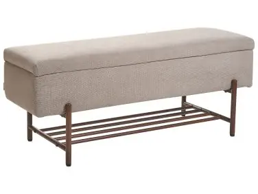 Shoe Bench VAIL Fabric Taupe with Storage - Bedroom