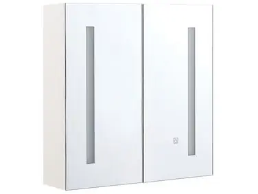 Armario con espejo de pared para baño LED CHABUNCO 60 cm 60 cm Blanco