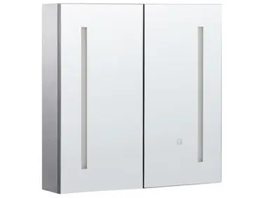 Armario con espejo de pared para baño LED CHABUNCO 60 cm 60 cm Negro